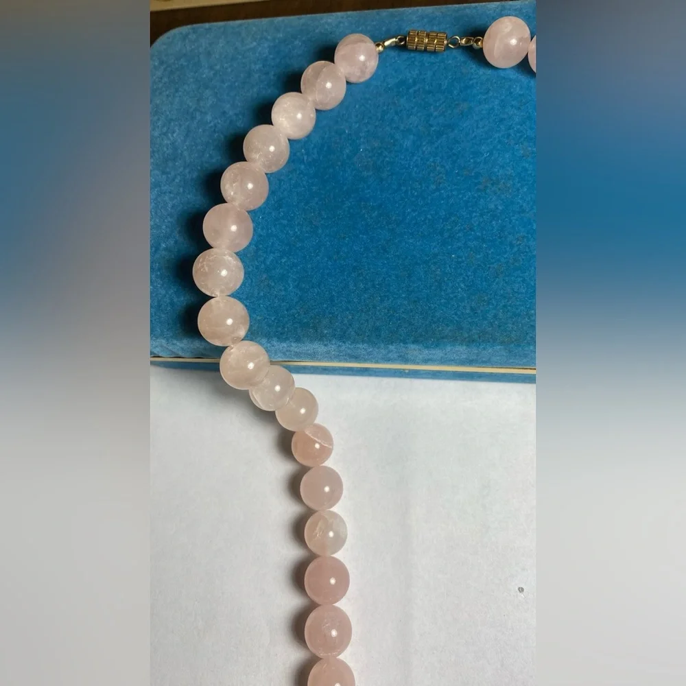 Rose Quartz bead estate necklace. 332.6 g 1970’s vintage. HEAVY!! - Picture 7 of 7